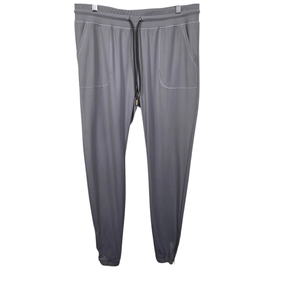 ZYIA ACTIVE Gray Nylon Spandex Jogger Sweatpants Womens Size L Pockets
